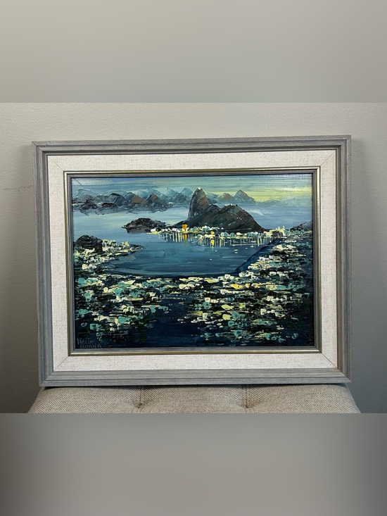 Pablo Matania Other - Original Pablo Matania Painting Oil on Canvas 9x12.5” Baia di Rio Rio de Janeiro